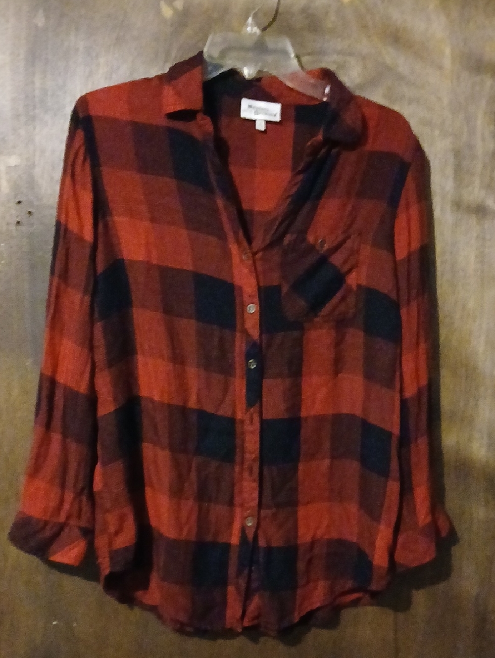 Women’s Red and Black Plaid Button-Down Shirt - Lightweight Casual Top